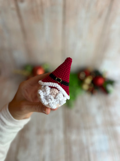 Christmas Gnome Ornament, Handmade Crochet Gnome Ornament with Santa’s Red Hat, Christmas Ornament - Festive Gnome Decor, Gnome Christmas Tree Ornament - Handmade Gnome Charm, Perfect for Gnome Lovers