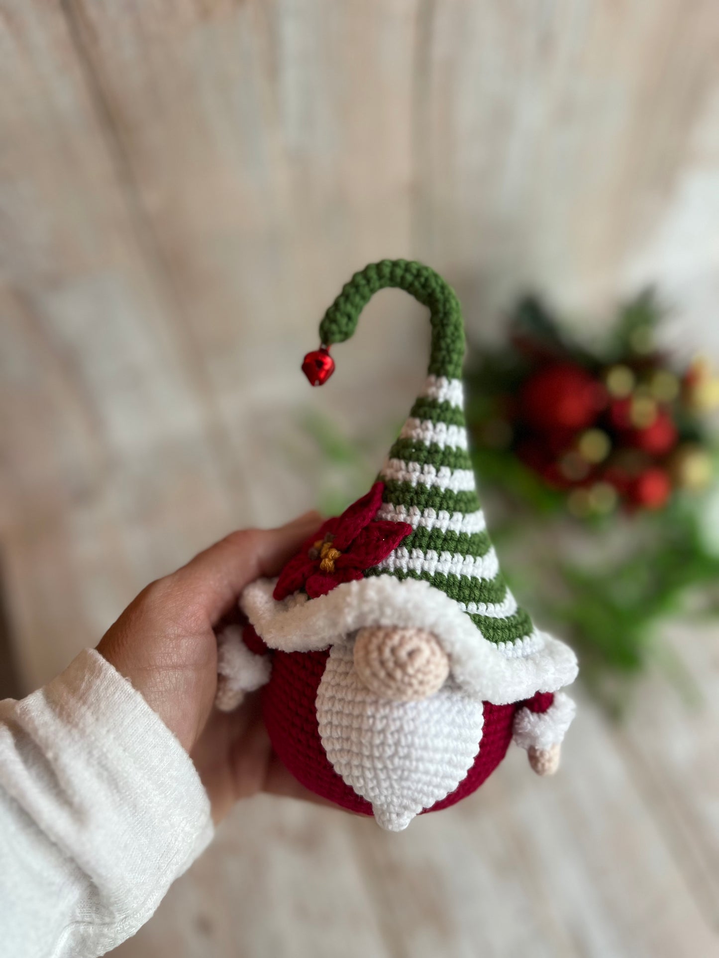 Jingle Joy the Christmas Gnome – Handmade Crochet Holiday Decor, Hand Crafted, Unique Christmas Decor, Gift Ideas, Adorable Crochet Christmas Gnome for Festive Decor