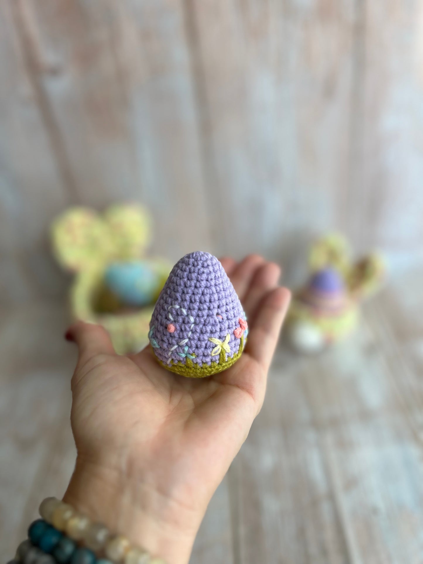 Crocheted Easter Eggs, Eggs With Flower Embroidery, Handmade Easter Decoration, Unique Easter Decor, Readymade