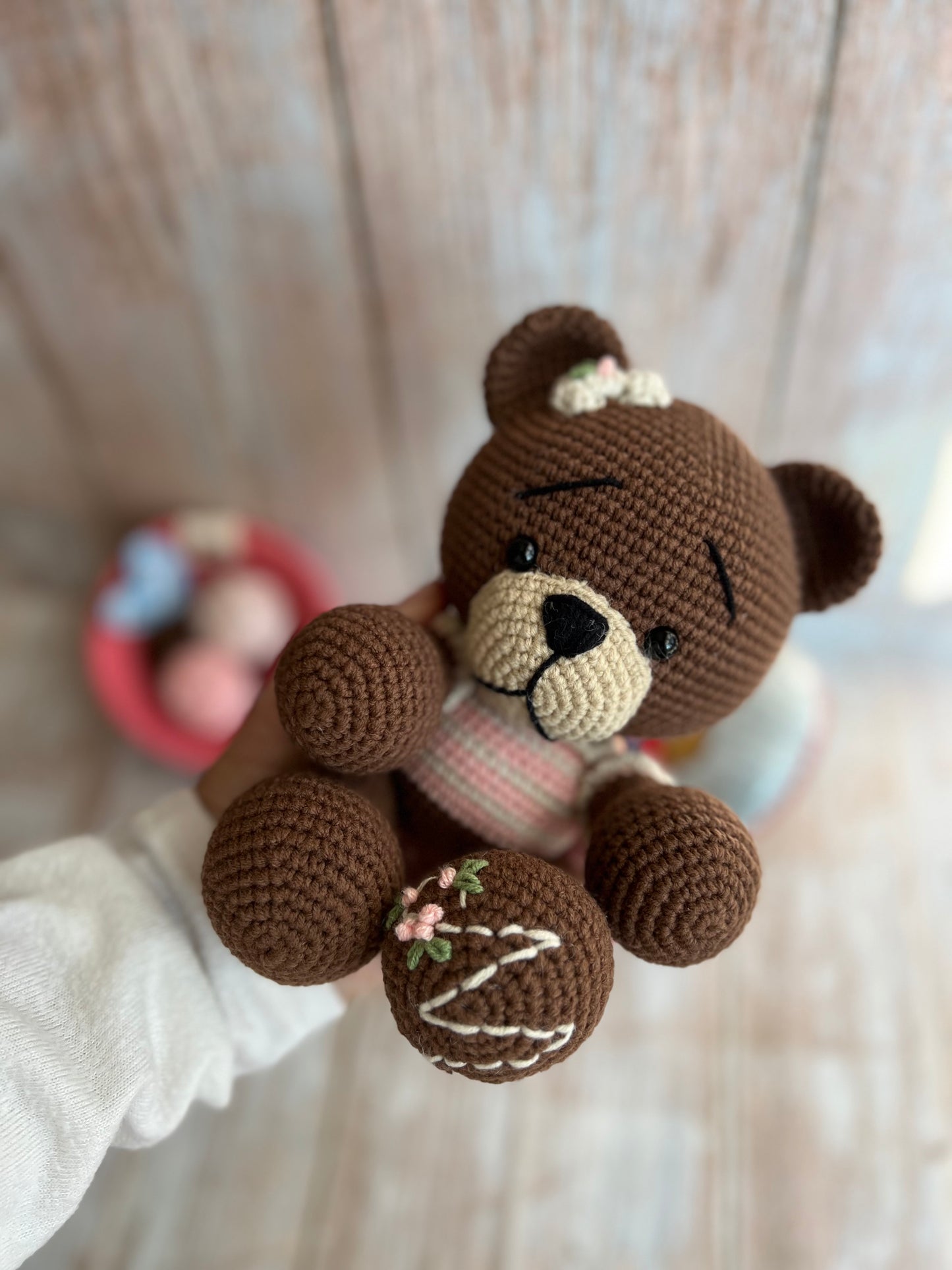 Personalized Crochet Teddy Bear, Custom Crochet Teddy Bear, Baby Shower Gift, First Birthday Gift