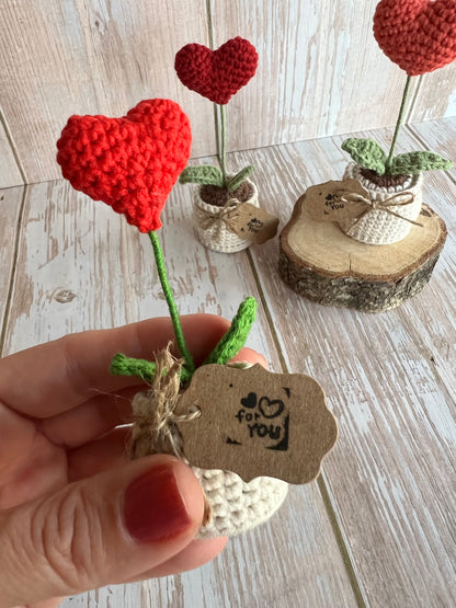 Handmade Crochet Heart in a Pot – Perfect Valentine’s Gift, Hand Crafted, Readymade, Unique Gift