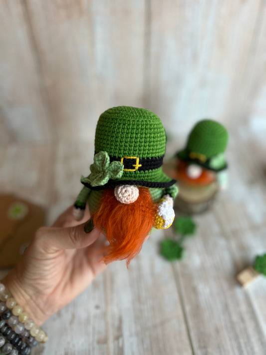 Handmade Leprechaun Gnome – St. Patrick’s Day Decor, Readymade, Unique Crocheted St. Patrick’s Day Decor