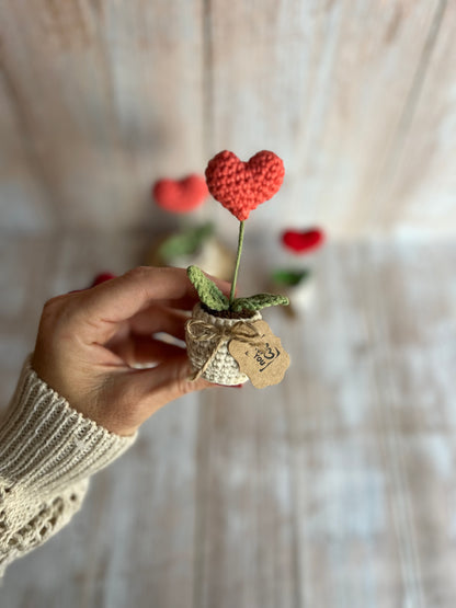 Handmade Crochet Heart in a Pot – Perfect Valentine’s Gift, Hand Crafted, Readymade, Unique Gift