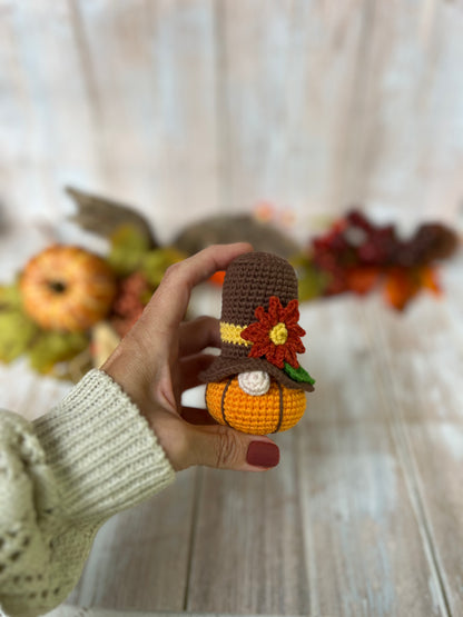 Oliver the Pumpkin Gnome, Handcrafted Autumn Decor with Sunflower Hat