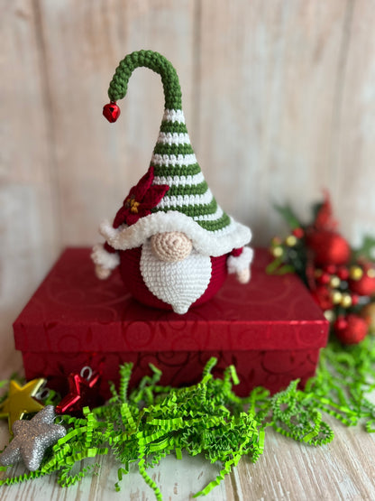 Jingle Joy the Christmas Gnome – Handmade Crochet Holiday Decor, Hand Crafted, Unique Christmas Decor, Gift Ideas, Adorable Crochet Christmas Gnome for Festive Decor