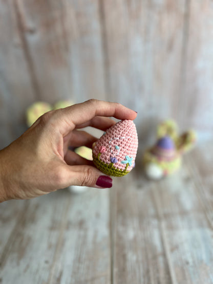 Crocheted Easter Eggs, Eggs With Flower Embroidery, Handmade Easter Decoration, Unique Easter Decor, Readymade