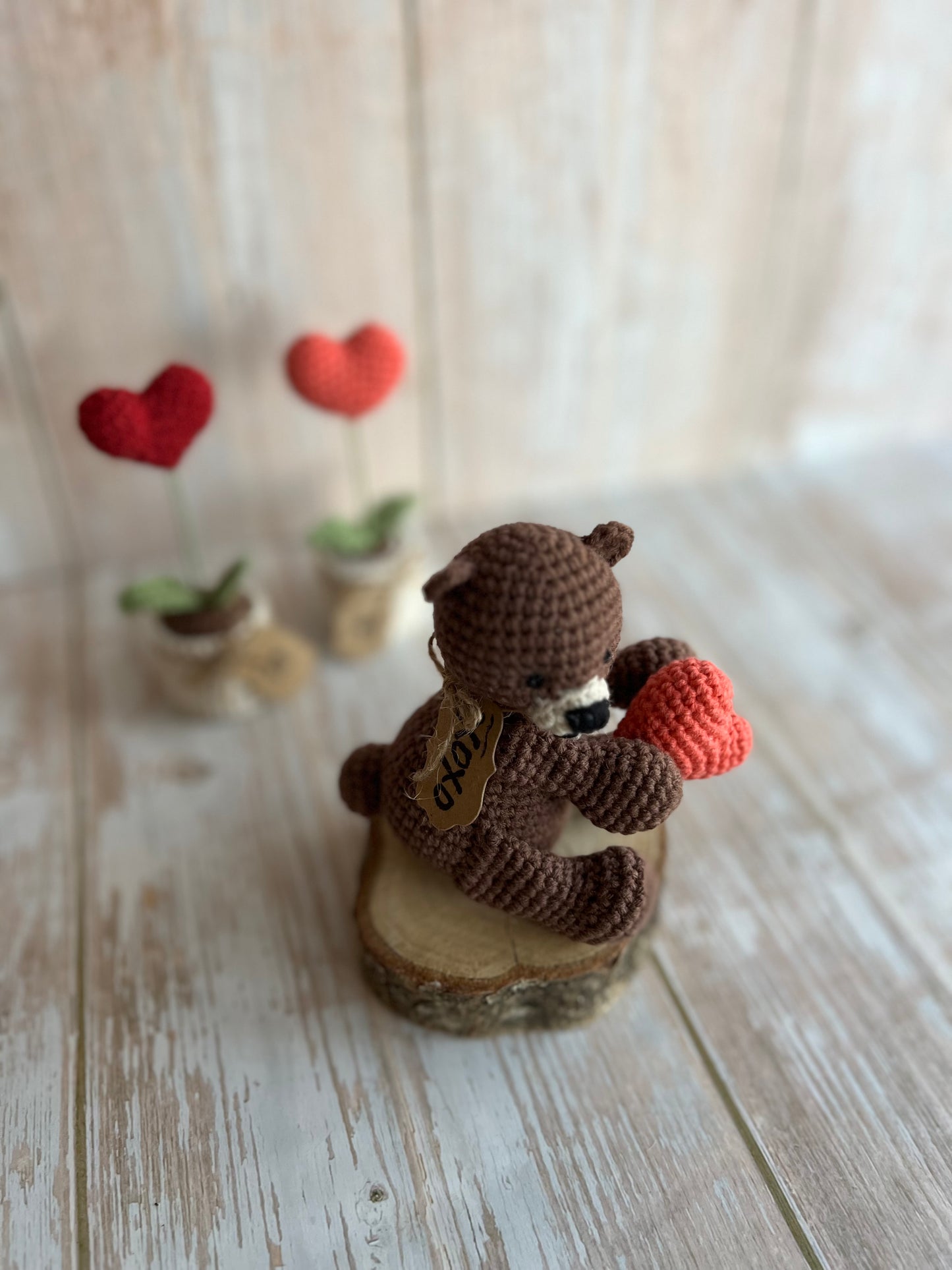 Handmade Crochet Teddy Bear with Pink Heart – Perfect Valentine’s Day Gift, Handcrafted, Readymade, Unique Gift for Anniversary