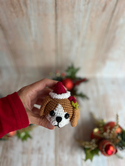 Holiday Pet Ornaments – Custom Crochet Dog Decorations with Santa Hats, Festive Crochet Pet Ornaments – Personalized Dog in Santa Hats, Handmade Crochet Pet Ornaments – Customizable Christmas Dog Decor