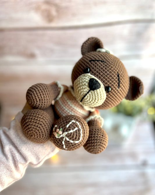 Personalized Crochet Teddy Bear, Custom Crochet Teddy Bear, Baby Shower Gift, First Birthday Gift