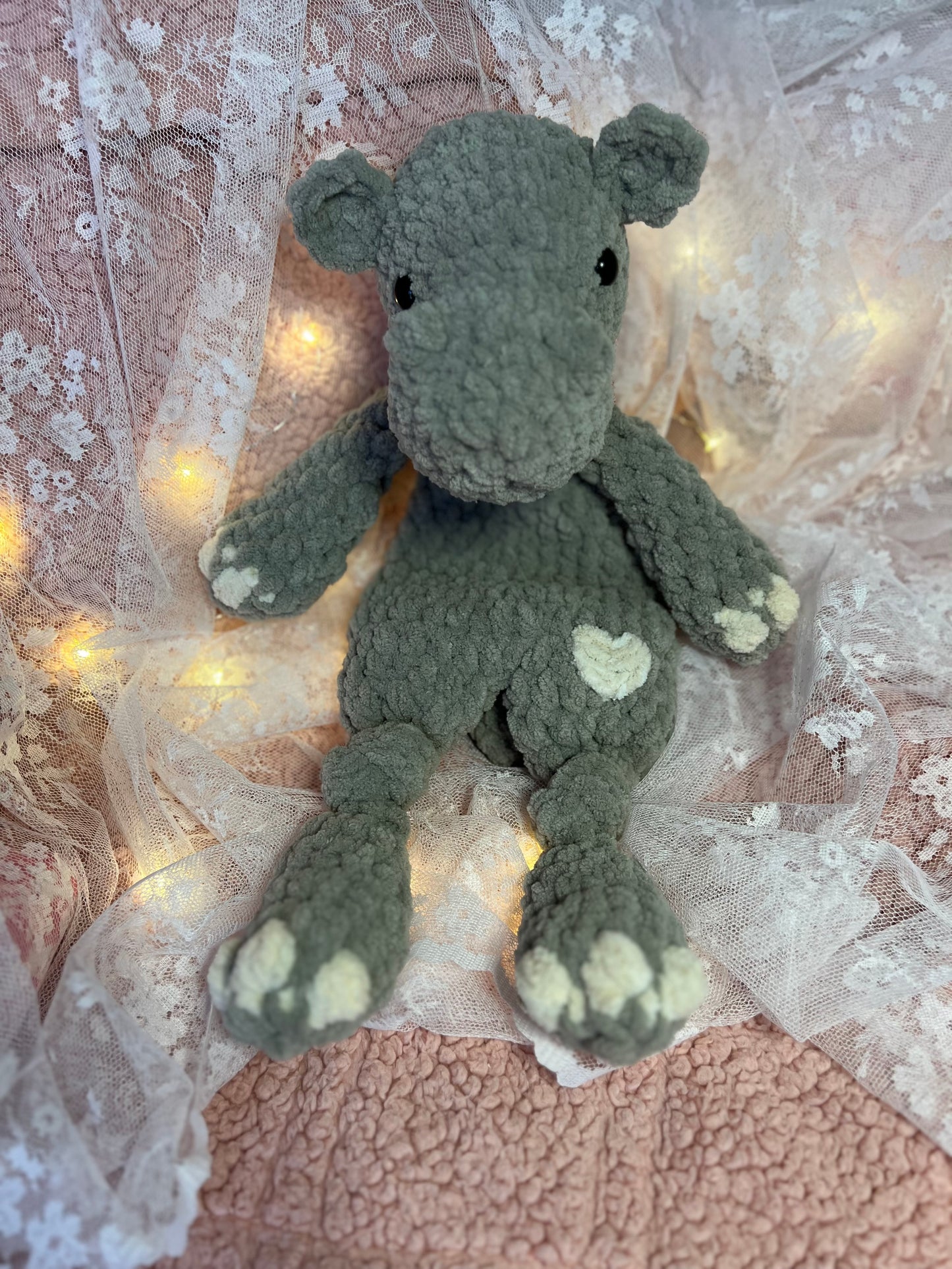 Crochet Hippo Snuggler, Handmade Hippo Lovey, Hand Crafted Snuggler, Handmade Toys, Custom Baby Gifts, Artisanal Baby Shower Presents,  Unique Nursery Decor