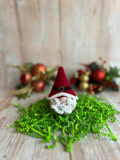 Christmas Gnome Ornament, Handmade Crochet Gnome Ornament with Santa’s Red Hat, Christmas Ornament - Festive Gnome Decor, Gnome Christmas Tree Ornament - Handmade Gnome Charm, Perfect for Gnome Lovers