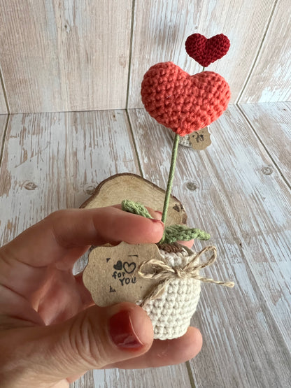 Handmade Crochet Heart in a Pot – Perfect Valentine’s Gift, Hand Crafted, Readymade, Unique Gift