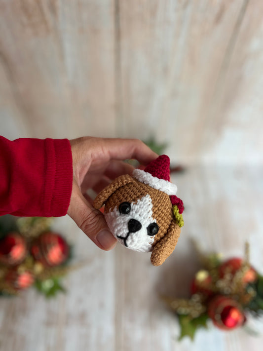 Holiday Pet Ornaments – Custom Crochet Dog Decorations with Santa Hats, Festive Crochet Pet Ornaments – Personalized Dog in Santa Hats, Handmade Crochet Pet Ornaments – Customizable Christmas Dog Decor