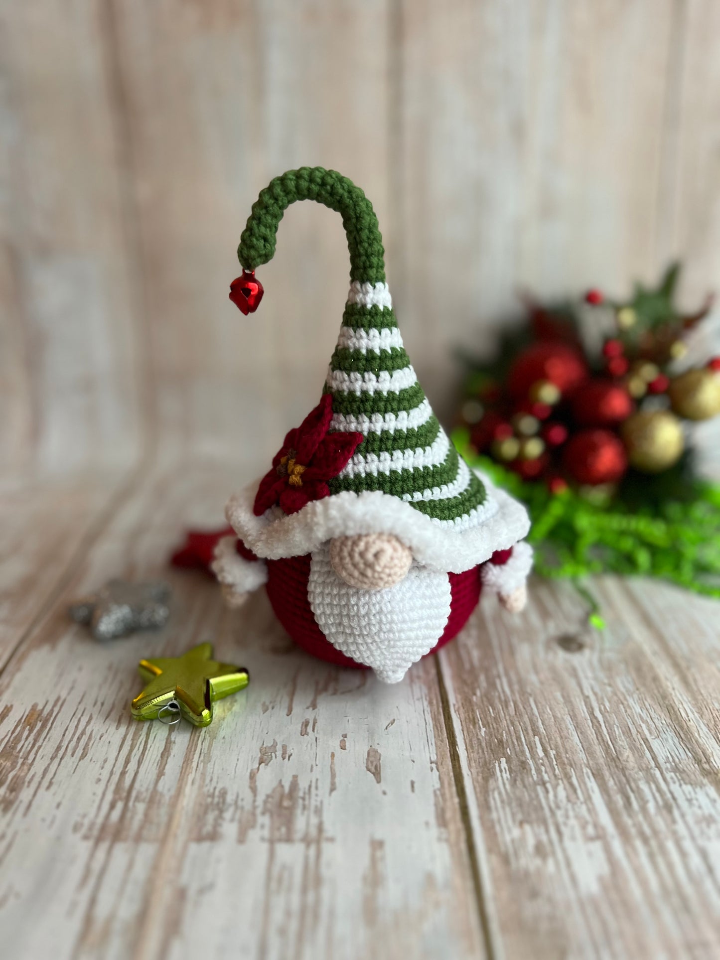 Jingle Joy the Christmas Gnome – Handmade Crochet Holiday Decor, Hand Crafted, Unique Christmas Decor, Gift Ideas, Adorable Crochet Christmas Gnome for Festive Decor