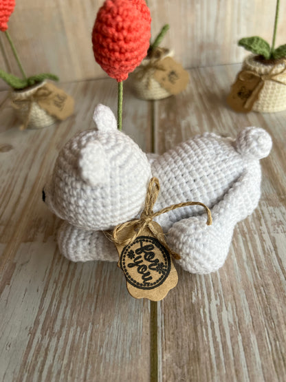 Handmade Crochet Polar Bear with Pink Heart Balloon – Perfect Valentine’s Day Gift, Handcrafted, Readymade, Unique Gift for Anniversary