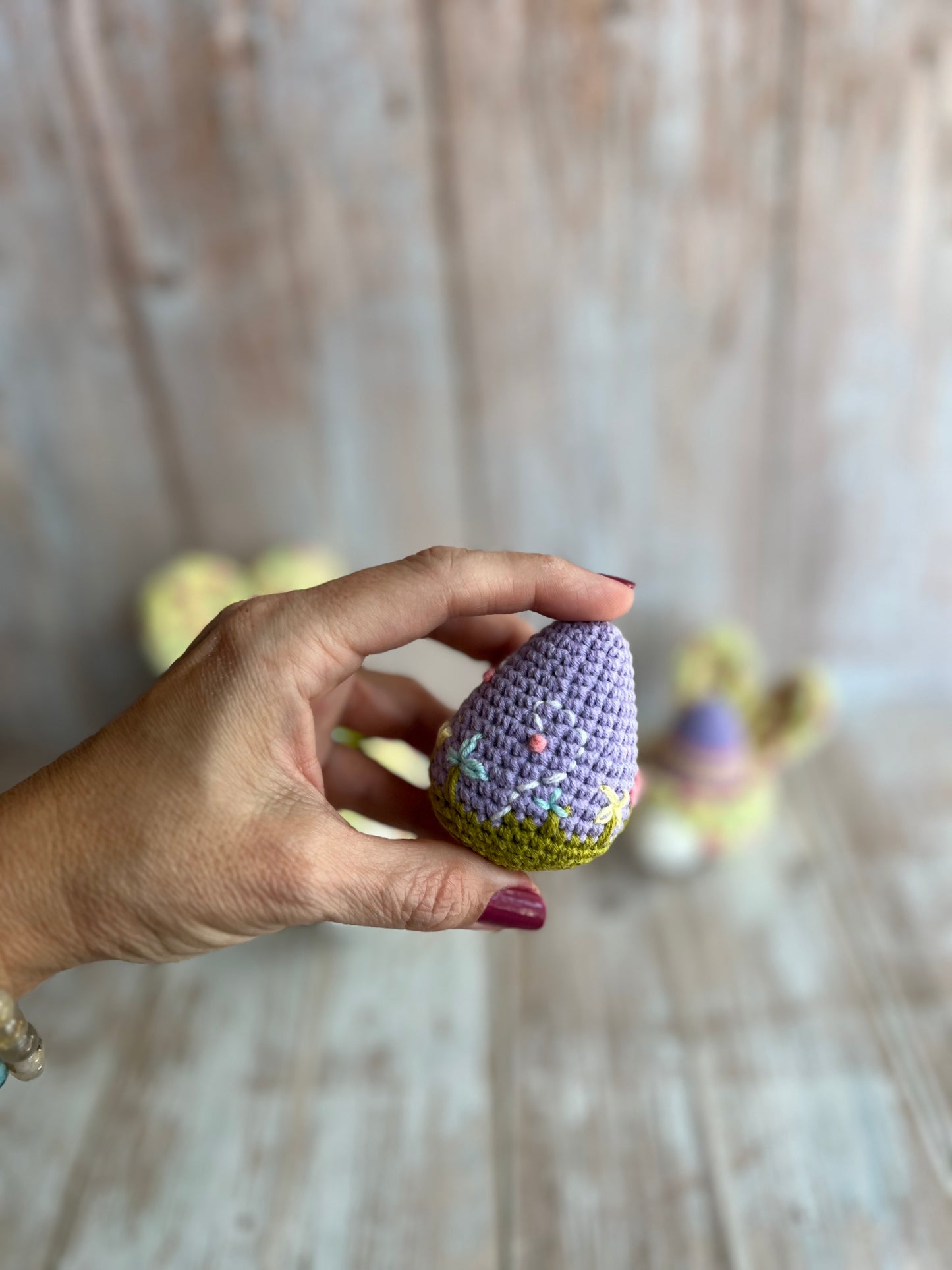 Crocheted Easter Eggs, Eggs With Flower Embroidery, Handmade Easter Decoration, Unique Easter Decor, Readymade