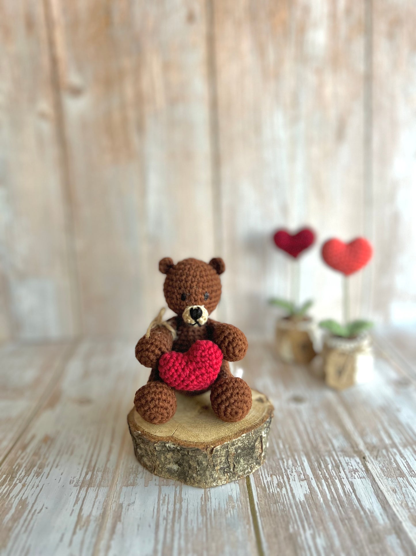 Handmade Crochet Teddy Bear with Red Heart – Perfect Valentine’s Day Gift, Handcrafted, Readymade, Unique Gift for Anniversary