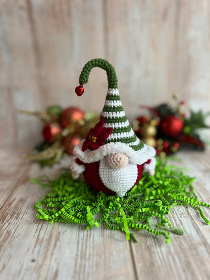 Jingle Joy the Christmas Gnome – Handmade Crochet Holiday Decor, Hand Crafted, Unique Christmas Decor, Gift Ideas, Adorable Crochet Christmas Gnome for Festive Decor