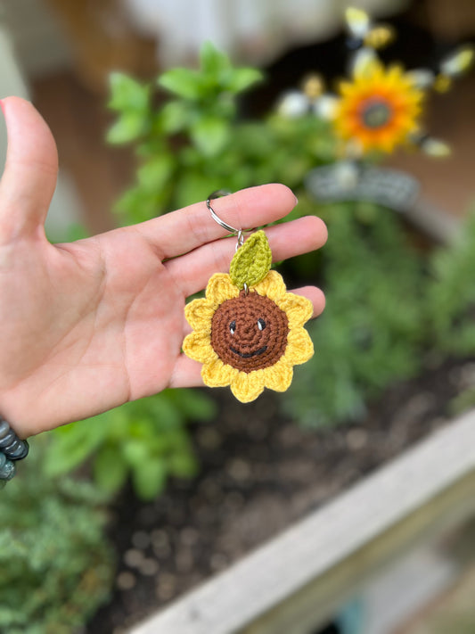 Amigurumi Sunflower Keychain, Crocheted Keychain, Unique Gift, Handmade, Handcrafted