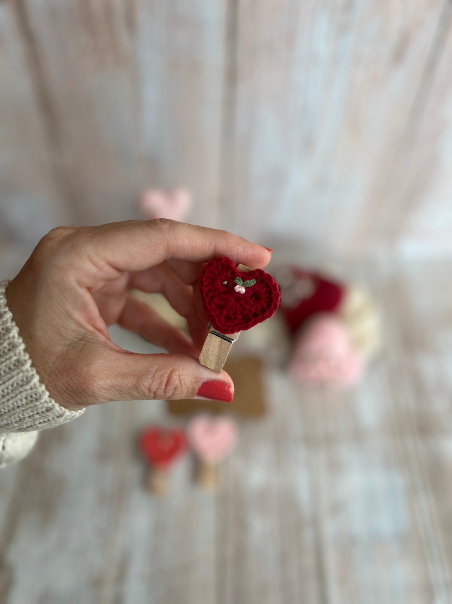 Crochet Heart Peg Clip with Gift Tag, Readymade, Valentines Gift Idea, Unique, Handmade with Love