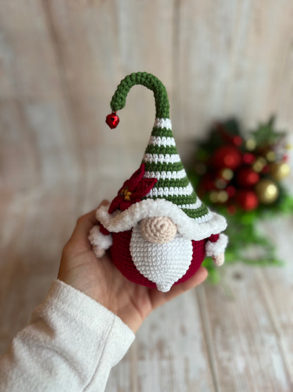 Jingle Joy the Christmas Gnome – Handmade Crochet Holiday Decor, Hand Crafted, Unique Christmas Decor, Gift Ideas, Adorable Crochet Christmas Gnome for Festive Decor