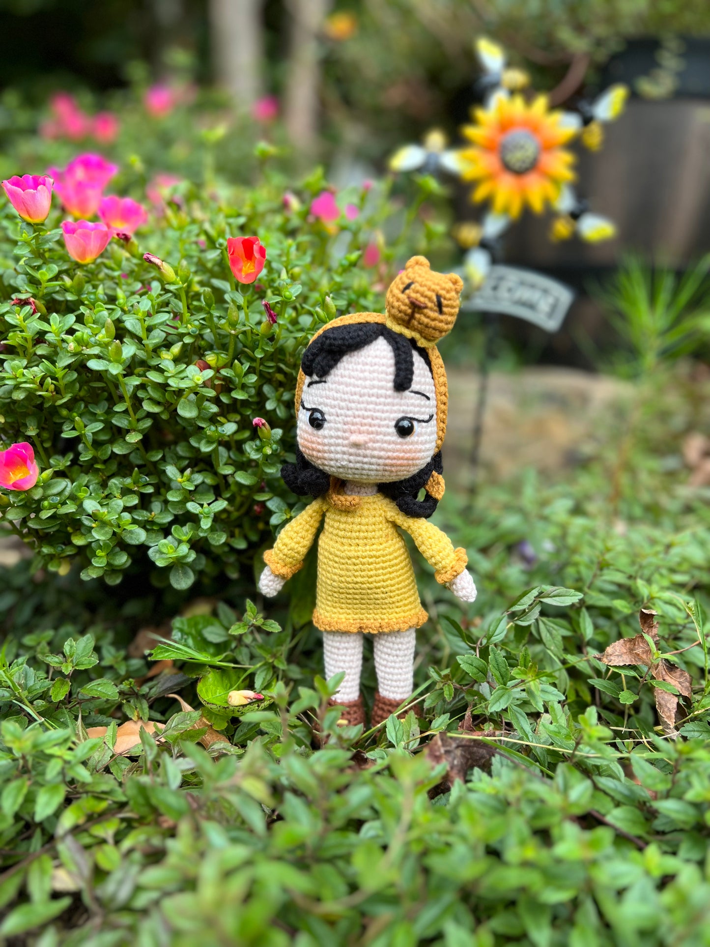 Honey Girl Amigurumi Doll, Handmade Plush Doll, Crochet Doll, Ready Made, Unique Collectible Doll,  Kids Gifts, Unique Nursery Decor