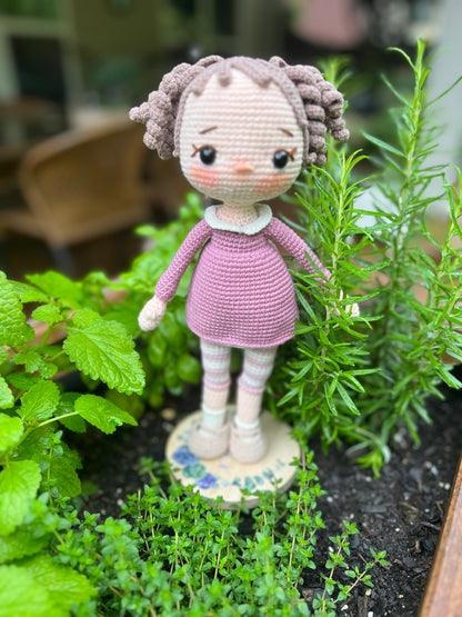 Girl in Pink Dress Crochet Doll, Handmade Knitted, Kids Gifts, Unique Plush Doll, Artisan Doll, Collectible Handmade Plushies