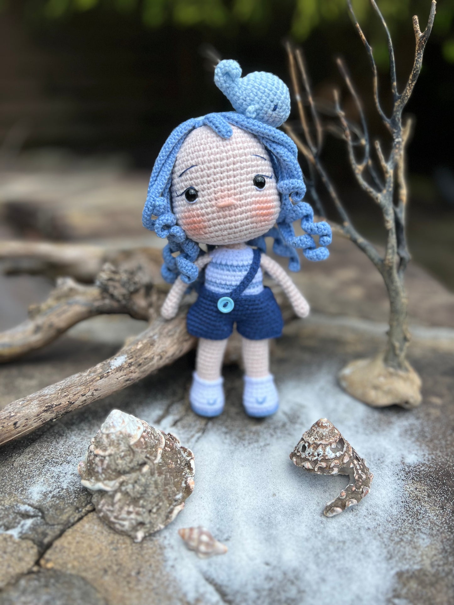 Ocean Girl Amigurumi Crochet Doll, Handmade Knitted, Ready Made,  Kids Gifts, Artisan Doll, Collectible Handmade Plushies, Unique Nursery Decor