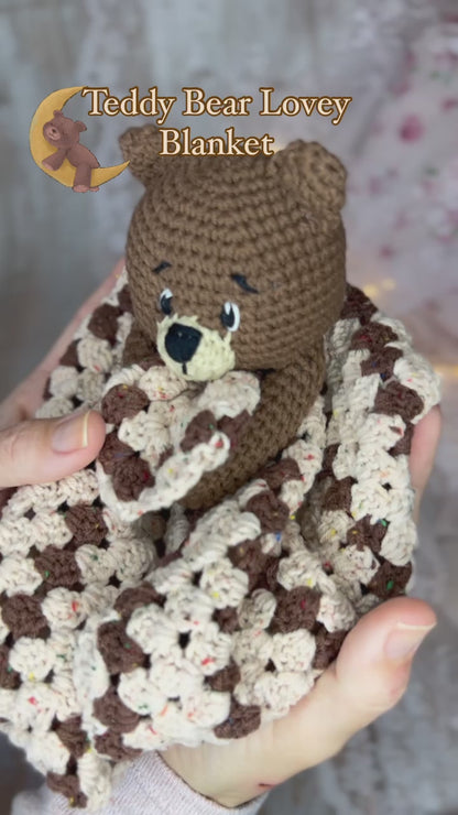 Teddy Bear Lovey Blanket, Handmade Teddy Lovey, Readymade, Handcrafted Snuggler, Handmade Toys, Custom Baby Gifts, Artisan Crochet Toys, Artisanal Baby Shower Presents